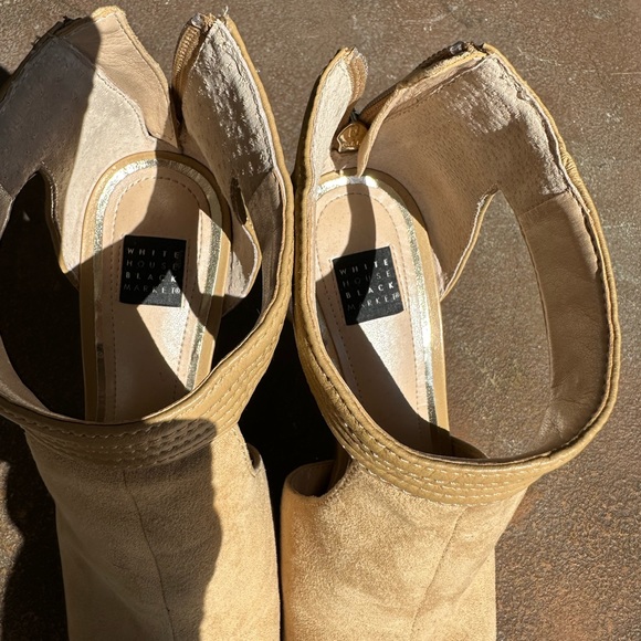 White House Black Market suede like heels 7 1/2 back zipper with peek a boo toe - Picture 3 of 9
